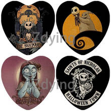Zdying Heart Shape Halloween Skull Glass Cabochon Nightmare Before Christmas Beads Cameo Charm Settings Jewelry Findings 2024 - buy cheap