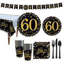 Party Decoration Disposable Tableware Supplies 60th Birthday Happy Adult Party 60th Anniversary Background Layout Banner Garland 2024 - buy cheap