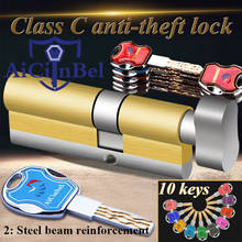 Door cylinder 60 65 70 75 80 85 90 95 100mm Security Copper Lock Cylinder Security door Interior Bedroom Living Handle10 Keys 2024 - buy cheap