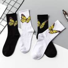 Crew harajuku Butterfly Novelty Happy Funny Men Socks white black Combed Cotton HipHop Street Fashion Skateboard Christmas Gift 2024 - buy cheap