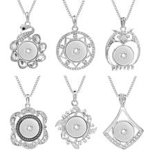 New Snap Necklace Jewelry White Crystal Rhinestone Flower 18mm Snap Button Necklaces & Pendants DIY Jewelry 2024 - buy cheap
