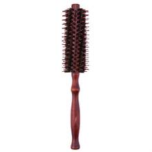 Pente cilíndrico para massagem de cabelo, ferramenta de cabeleireiro com cabo de madeira para salão de beleza e barbearia 2024 - compre barato