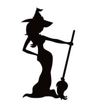 40747# Die-Cut Vinyl Decal Witch and Broom Car Sticker Waterproof Auto Decors on Car Body Bumper Rear Window 2024 - buy cheap