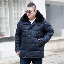 Men's Thick Large size 10XL Hhooded Short Fur Collar Cotton Coat Autumn and Winter Collar Men's jacket Color Black / Dark blue 2024 - buy cheap