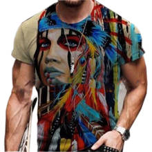 Camiseta de manga curta masculina indiana cabeça tie-dye 3d impresso o-pescoço masculino camiseta moda casual vintage harajuku streetwear camiseta topo 2024 - compre barato