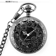 Antique Quartz Pocket Watch Vintage Bronze Gear Hollow Pocket Watch Chain Pendant Watch Pocket With Fob Chain Men Women Gifts 2024 - buy cheap