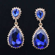 1 Pair Mixed color Girls Fashion Earrings Women Crystal Water Drop Earrings Fashion Jewelry Wedding Pierced Dangle Earrings 2024 - buy cheap