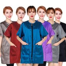 Salon Barber Professional Smock Stylist Assistant Short Sleeve Zipper Jacket Beauty SPA Guest Gown Pet Shop Grooming Overalls 2024 - buy cheap