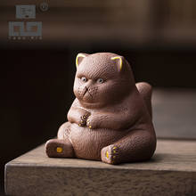 TANGPIN ceramic tea pets cute cat pottery tea accessories kung fu tea set decoration 2024 - buy cheap