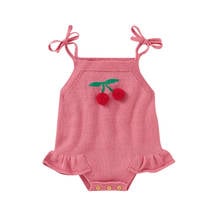 Cute Cherry Knitted Baby Bodysuits Sleeveless Newborn Bebes Knitwear Jumpsuit 0-18Month Toddler Infant Boys Girls Onesie Outfits 2024 - buy cheap