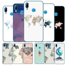 Capa de celular para viagem com mapa mundi vintage, para huawei p9, p10, p20, p30, p40, psmart lite plus, pro, y9, y6, y7 2017, 2018, nova 3, 3i, 2024 - compre barato