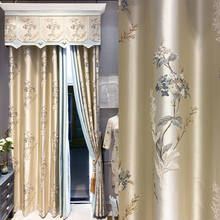 Custom curtains Luxury European living room villa embroidery thick green velvet cloth blackout curtain valance tulle panel B554 2024 - buy cheap