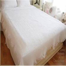Корейское хлопковое однотонное белое кружевное лоскутное одеяло принцессы с вышивкой, покрывало большого размера для кровати, плотная простыня YW 2024 - купить недорого