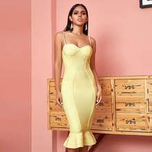 Seamyla New 2020 Women Elegant Trumpet Mermaid Evening Party Dress Long Bandage Dress Sexy Spaghetti Strap Bodycon Vestidos 2024 - buy cheap