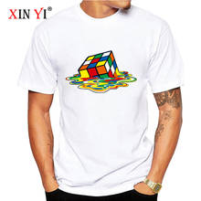 Мужская Повседневная футболка XIN YI, модная футболка высокого качества из 100% хлопка, волшебный квадратный дизайн, принт, летняя мужская крутая удобная ткань 2024 - купить недорого