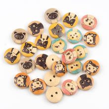 50pcs 2 Hole Round Wooden Button Cartoon Cat Pattern Natural Wood Buttons For Clothing Decoration Diy Sewing Accessories 15mm 2024 - buy cheap