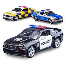 Quality 1:32 Mustang GT Police Alloy Model,Simulation Die Casting Sound and Light Pull Back Toy Gift,Free Shipping 2024 - buy cheap