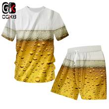 OGKB-Camiseta con estampado 3D de cerveza para hombre, Conjunto de camiseta refrescante de verano, Hip-Hop, pantalones cortos, talla grande 6XL 2024 - compra barato