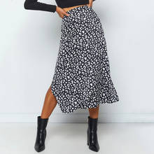 Sexy Leopard Woman Skirt Print Chiffon Split Casual Fashion 2020 Long Skirts for Women Summer Zip Up Elegant Female High Waist 2024 - buy cheap