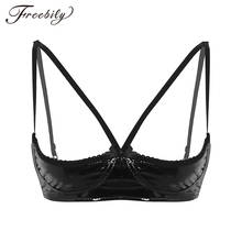 Womens Faux Leather Exotic Lingerie Nightwear Open Bras Sheer Sexy Tanks Vest Tops Wire-free Unlined Bra for Night Party Bras 2024 - buy cheap