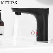 MTTUZK-grifo con Sensor automático para lavabo de baño, grifería infrarroja sin contacto, con Sensor de frío y caliente, color negro mate, montado en cubierta 2024 - compra barato