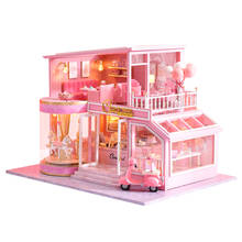 Кукольный домик «сделай сам», миниатюрный музыкальный светодиодный кукольный домик, модель, деревянная мебель, украшение, кукольный домик, игрушки для детей, подарок на день рождения 2024 - купить недорого