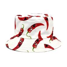 Panamá frutas legumes impressão balde chapéus para homens feminino dois lados reversível pescador chapéu bob hip hop boné transporte da gota 2024 - compre barato