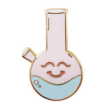 Feliz bong weed broche bonito sorridente rosto crachá engraçado kawaii reagente garrafa pins felicidade poções jóias 2024 - compre barato