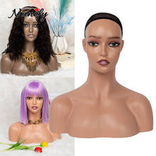 Черная и бежевая голова-манекен Nunify с плечами для париков инструменты для изготовления париков искусственная подставка женская модель для сережек 2024 - купить недорого