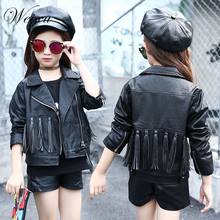 Children Leather Jacket Coats Baby Kids Tassel Motorcycle Biker PU Leather Jackets Outwear Clothes for Girls 6 8 10 12 14 Years 2024 - buy cheap