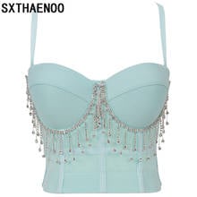 SXTHANOO-Top corto de cintura alta sin mangas para mujer, camisola Sexy con borlas y diamantes de imitación, Ropa de baile para discoteca 2024 - compra barato