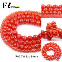 Wholesale 4-12mm Natural Red Cat Eye Spacer Round Stone Beads For Jewelry Making DIY Bracelets Necklace Needlework 15" 2024 - buy cheap