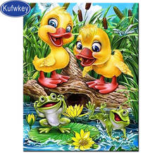 Full Square 5D DIY Diamond Painting happy duck frog,animal diamond Embroidery Cross Stitch Rhinestone Mosaic wall art 2024 - buy cheap