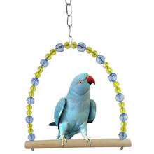 Balanço para aves, papagaio de madeira, brinquedos para aves, balanço, gaiola com contas coloridas, suprimentos para pássaros 2024 - compre barato