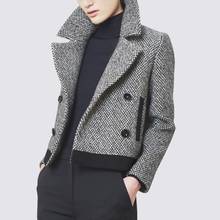 England style double breasted woolen jackets female England hit color was thin simple short jacket F2130 dropship 2024 - buy cheap