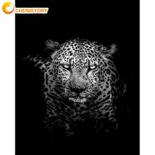 CHENISTORY-pintura al óleo de leopardo negro para adultos y niños, Kits de pintura por números para decoración del hogar, marco de pared de 60x75cm, acrílico para el dolor 2024 - compra barato