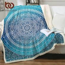 Cobertor de lã beddingoutlet, cobertor de pelúcia super macio de veludo em veludo turquesa caxemira em design de mandala 2024 - compre barato