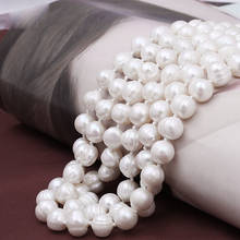 Meibapj colar de pérola de água doce, 8-9mm, charmoso, para mulheres, 120cm de comprimento, corrente de suéter, joia da moda branca 2024 - compre barato