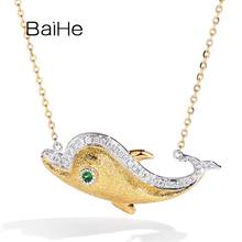 BAIHE Solid 18K White Yellow Gold Tsavorite Natural Diamond Dolphin Necklace Women Clavicle Chain Fine Jewelry Collar Delfín 2024 - buy cheap