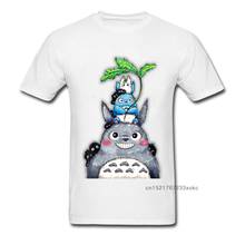 Camiseta de dibujos animados de Totoro para hombre, camisetas divertidas de algodón de manga corta de alta calidad, negras, grises, blancas y azules, camisetas familiares a la moda 2024 - compra barato