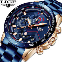 LIGE-reloj analógico de cuarzo para hombre, accesorio de pulsera resistente al agua con cronógrafo, complemento Masculino de marca de lujo disponible en color azul, 2020 2024 - compra barato