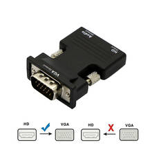 Convertidor hembra a VGA macho compatible con HDMI, adaptador de Cable de Audio de 3,5mm, salida de vídeo FHD de 1080P para PC, portátil, TV, Monitor y proyector 2024 - compra barato