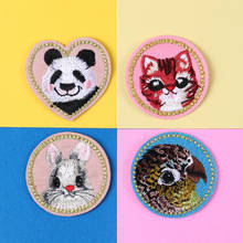 High Quality Embroidery Cat Panda Head Patch Baby's Clothing Patch Backpack Decoration Small Applique Small Iron On Patches 2024 - buy cheap