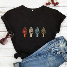 Цветная футболка из 100% хлопка с рисунком грибов, винтажная охотничья футболка с рисунком грибов, Милая женская футболка с рисунком, топ для микологии 2024 - купить недорого