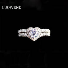 Luokend-anillo de oro blanco de 18K para mujer, conjunto de novia con diamantes naturales de 0,40 ct, diseño de Halo en forma de corazón personalizado para compromiso de boda 2024 - compra barato