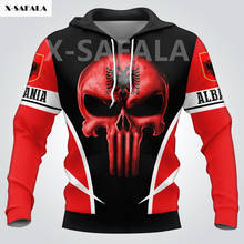 Albania USA Skull Eagle Country Map Flag Name 3D All Printed Hoodie Man  Women Harajuku Zipper Pullover Sweatshirt Jacket 2024 - buy cheap