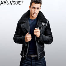 AYUNSUE Winter Jacket Mens Real Sheepskin Leather Jackets Men Clothing Motorcycle Coat Genuine Sheep Shearling Coats Ropa LXR788 2024 - buy cheap