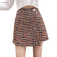 High Waist Lattice Plaid Woolen Mini Skirts Winter 2019 Casual Vintage Saia Ladies Wool A-Line Skirt Female 2024 - buy cheap