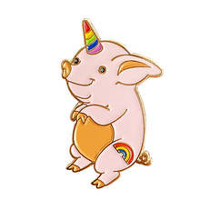 Pigicorn enamel pin rainbow unicorn horn and pink pig pride badge 2024 - buy cheap