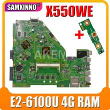 X550WE Motherboard E2-6100U 4Gb RAM For Asus X550W X550WE X550W D552W X552WE Laptop motherboard X550WE Mainboard test 100% OK 2024 - buy cheap